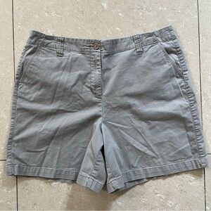 Talbots Womens Shorts Size 18 XL Taupe Gray Chino Stretch Classic Fit Button